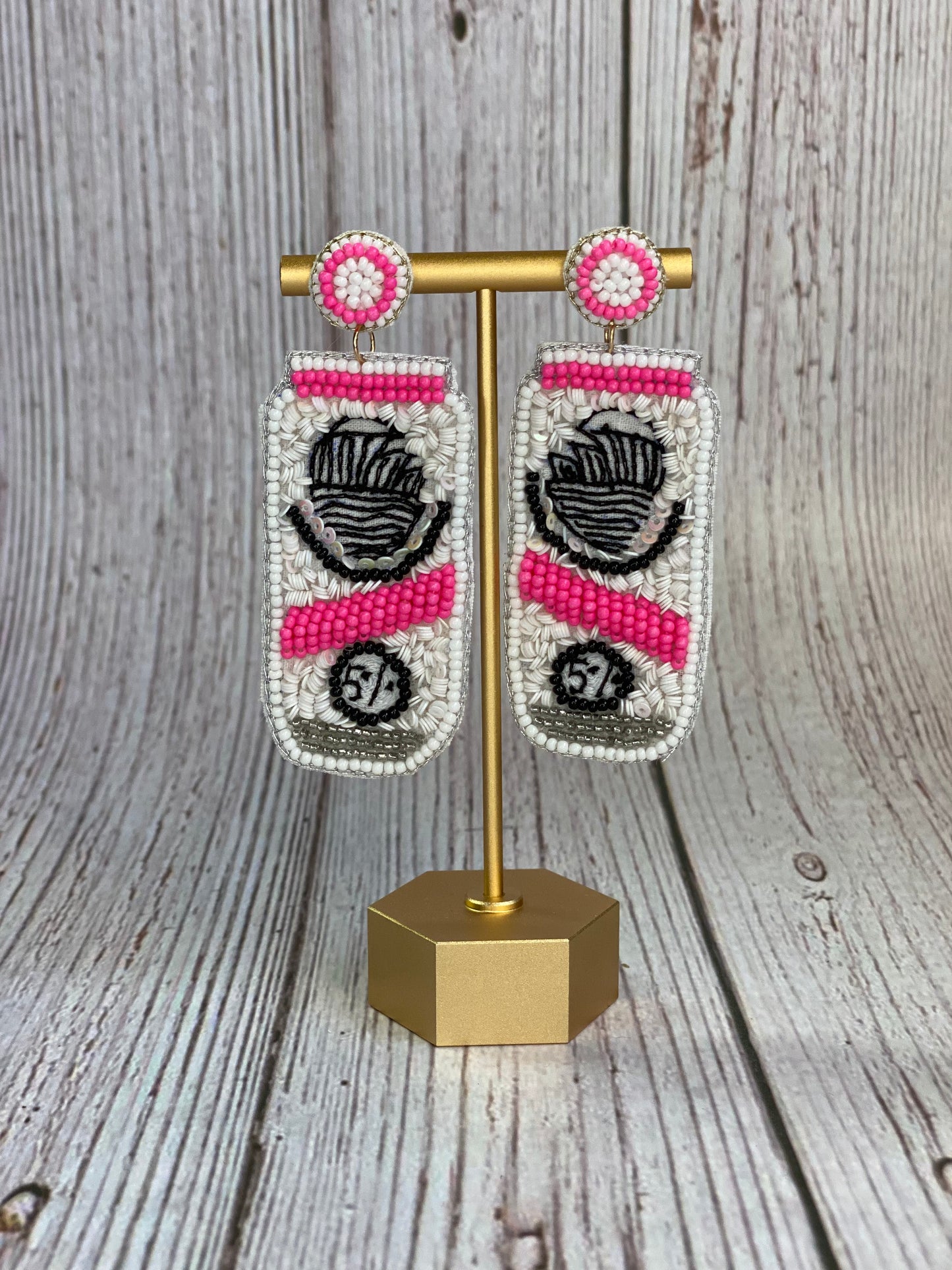 Pink White Claw Earrings